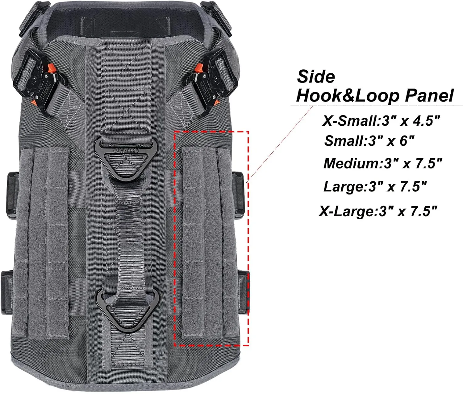 ICEFANG GN3 Tactical Dog Harness with 6X Buckle,Dog Molle Vest with Handle,3/4 Body Coverage,Hook and Loop Panel for ID Patch,No Pulling Front Clip (L (28"-35" Girth), Wolf Gray)