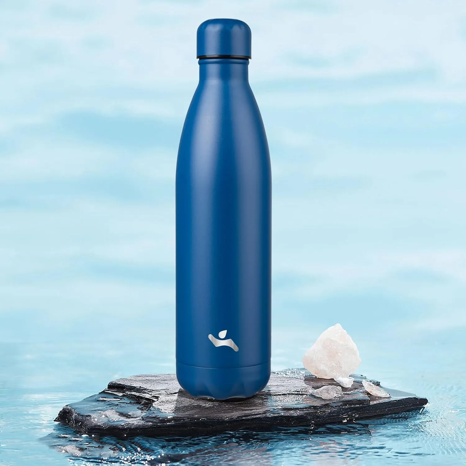 Insulated Water Bottles,25 oz Double Wall Stainless Steel Vacumm Metal Flask for Sports Travel,Blue