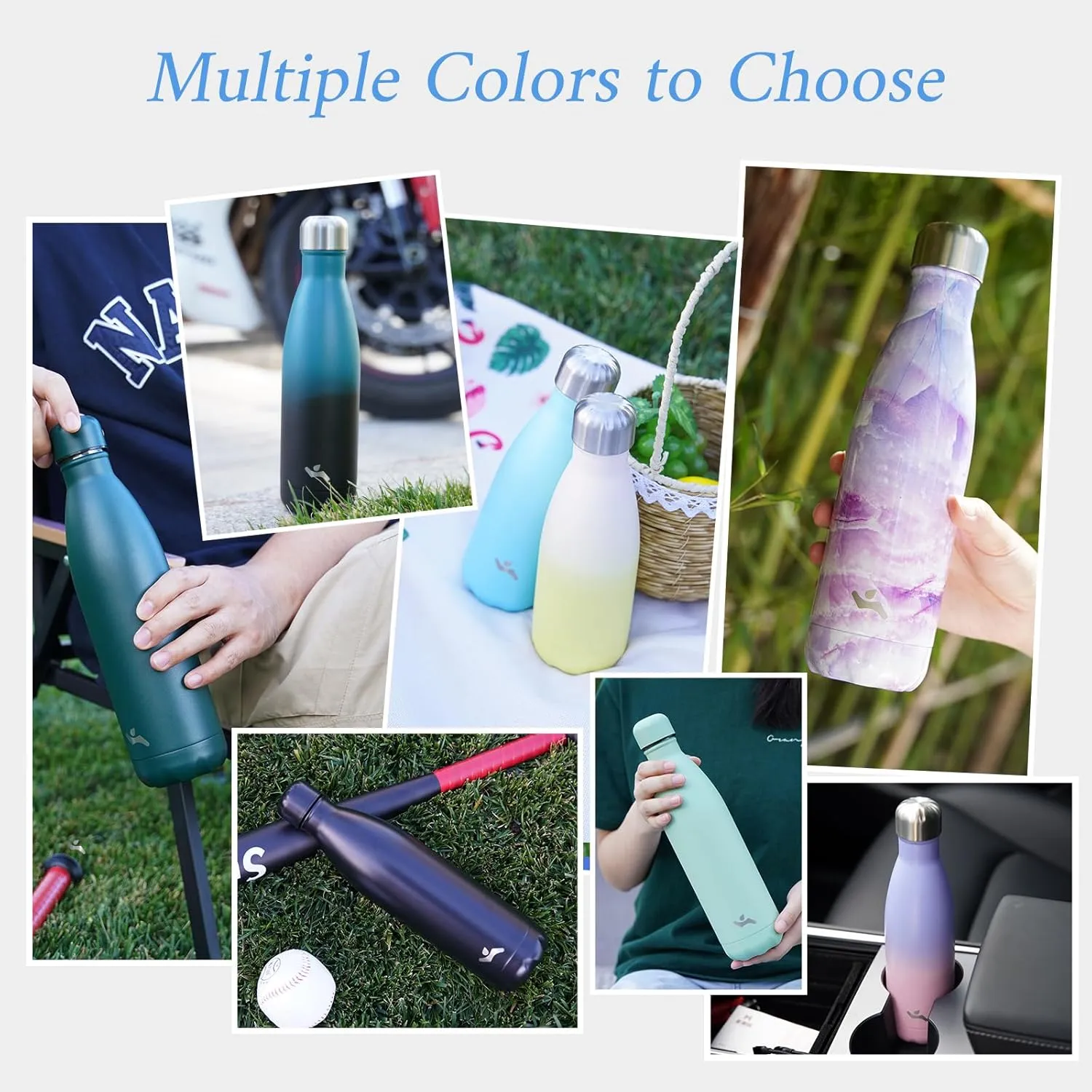 Insulated Water Bottles,25 oz Double Wall Stainless Steel Vacumm Metal Flask for Sports Travel,Blue