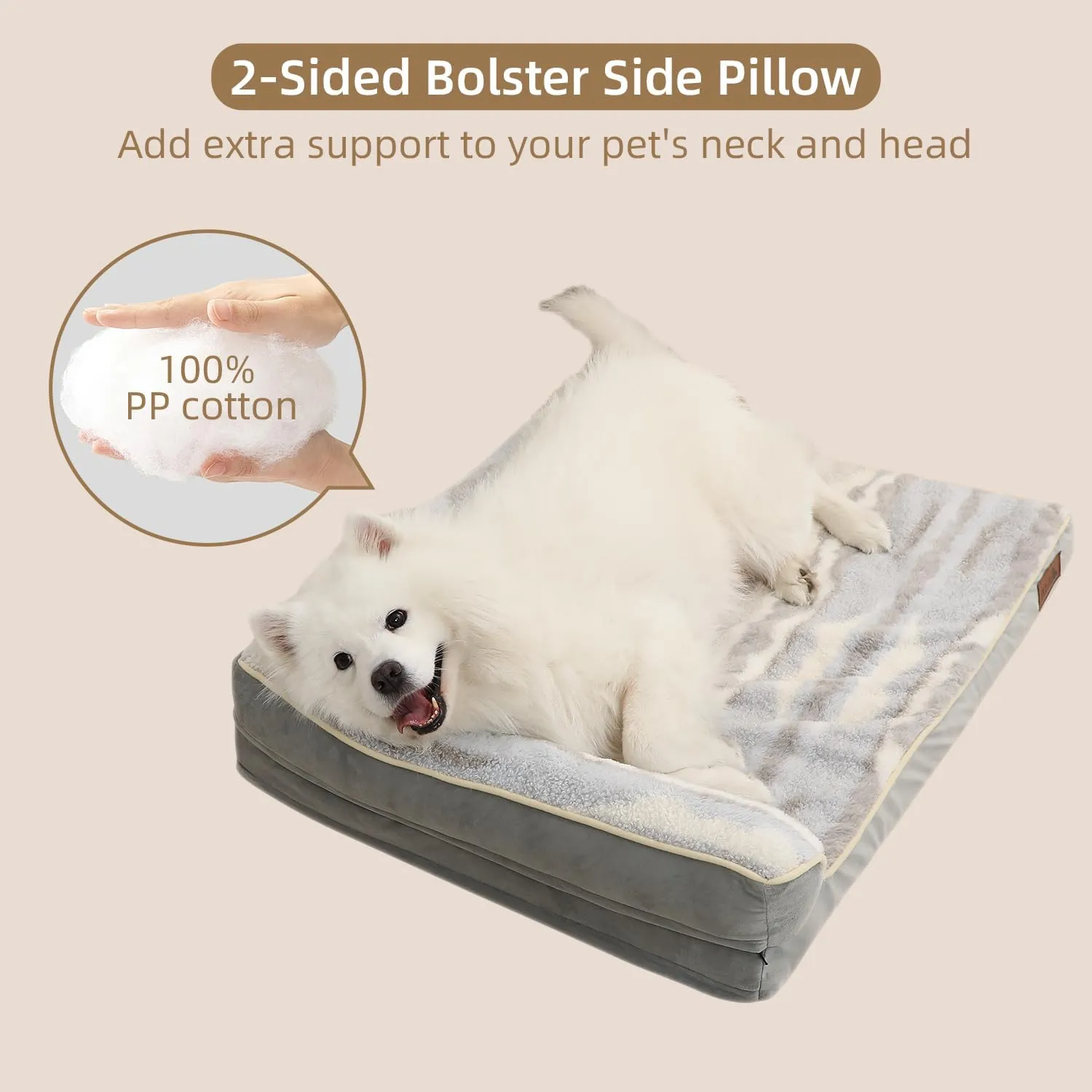 JEMA Orthopedic Pet Bed - Medium Size, Waterproof Sofa Dog Bed with Zipper, Non-Skid Bottom