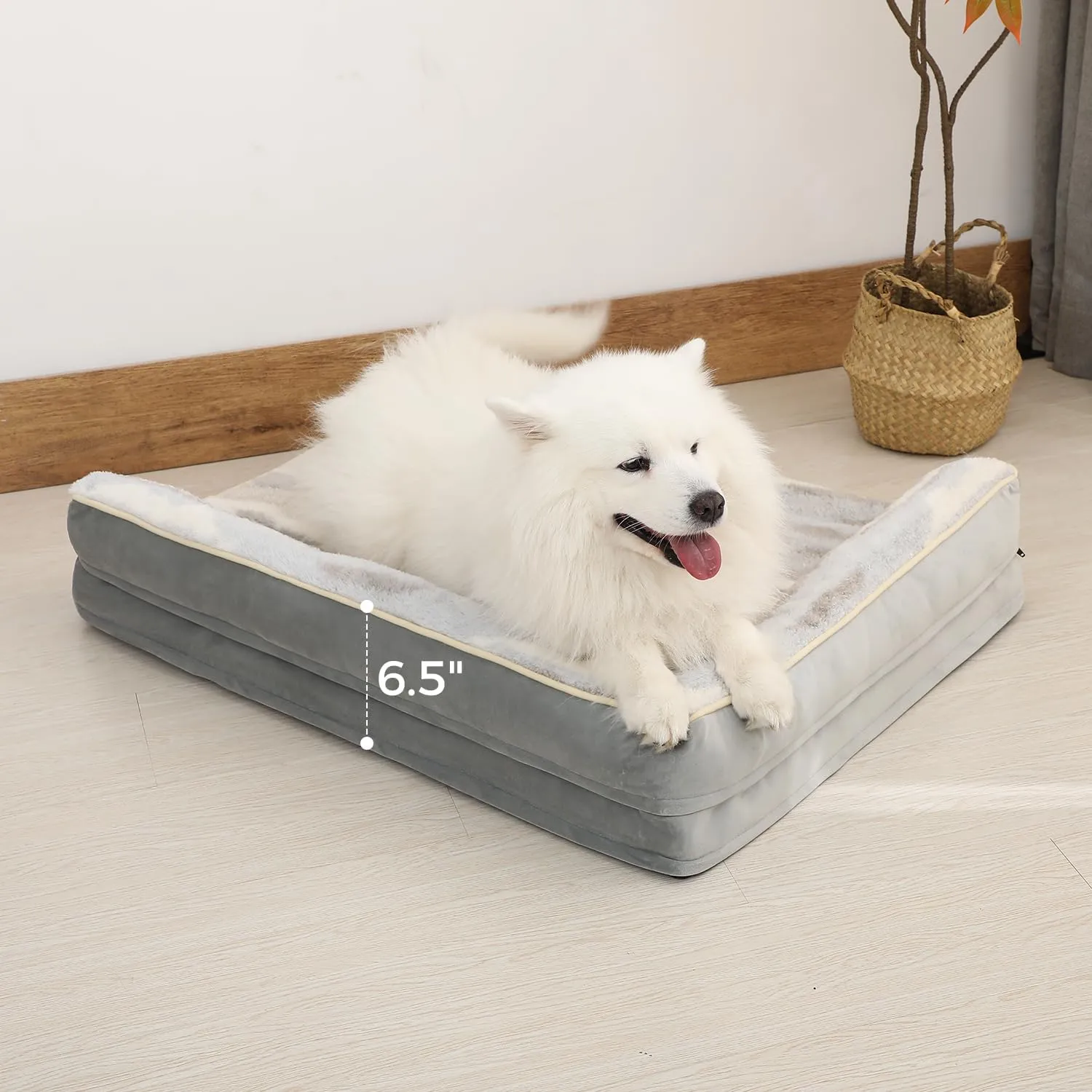 JEMA Orthopedic Pet Bed - Medium Size, Waterproof Sofa Dog Bed with Zipper, Non-Skid Bottom