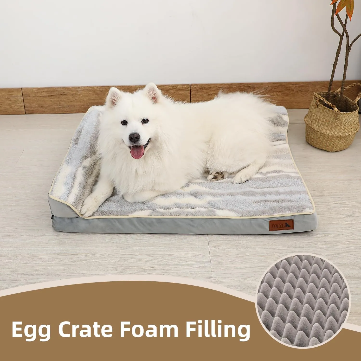 JEMA Orthopedic Pet Bed - Medium Size, Waterproof Sofa Dog Bed with Zipper, Non-Skid Bottom