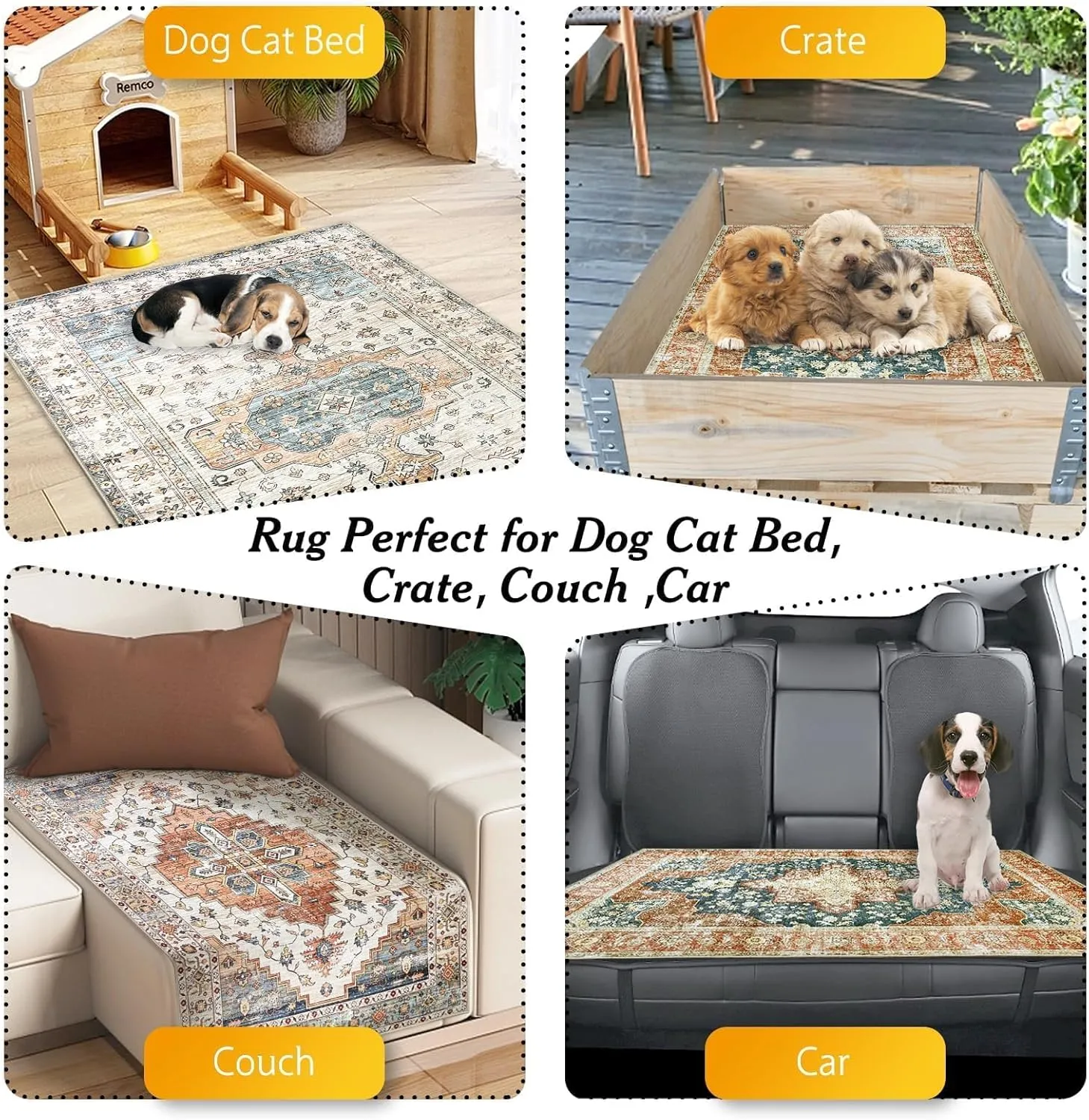 kathson Reusable Puppy Pads, 47 x 63 Inch Washable Puppy Pads Pet Dog Training Pads Non-Slip Waterproof Rabbit Cage Liner Whelping Pads Litter Mat for Dogs Cats , Style D(1 Pcs )