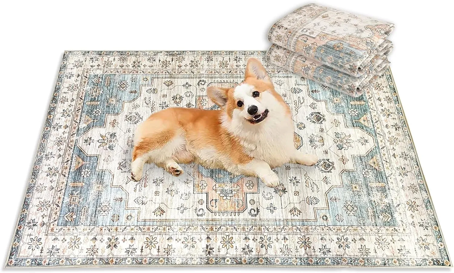 kathson Reusable Puppy Pads, 47 x 63 Inch Washable Puppy Pads Pet Dog Training Pads Non-Slip Waterproof Rabbit Cage Liner Whelping Pads Litter Mat for Dogs Cats , Style D(1 Pcs )