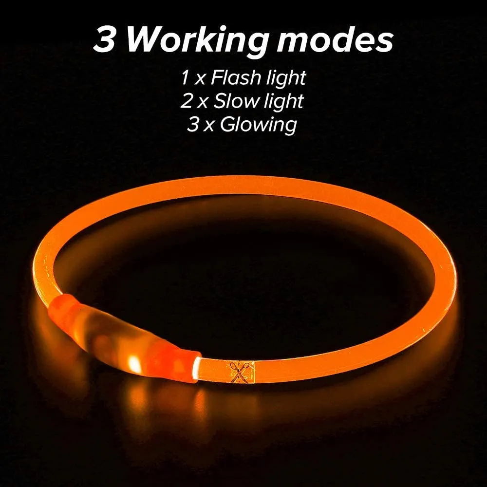 Light up Dog Collars - Waterproof LED Dog Collar, Glow in the Dark Puppy Collar, TPU Cuttable Lighted Dog Collar for Small Medium Large Dogs (Red)
