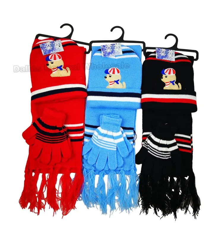 Little Boys Beanie Gloves Scarf Set Wholesale