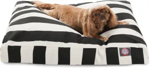 Majestic Pet Shredded Memory Foam Dog Bed Medium with Removable Washable Cover 35x29x4 Inch - Rectangle Orthopedic Dog Bed for Senior DogsFlat Durable Dogs Crate Bed - Vertical Stripe - Black