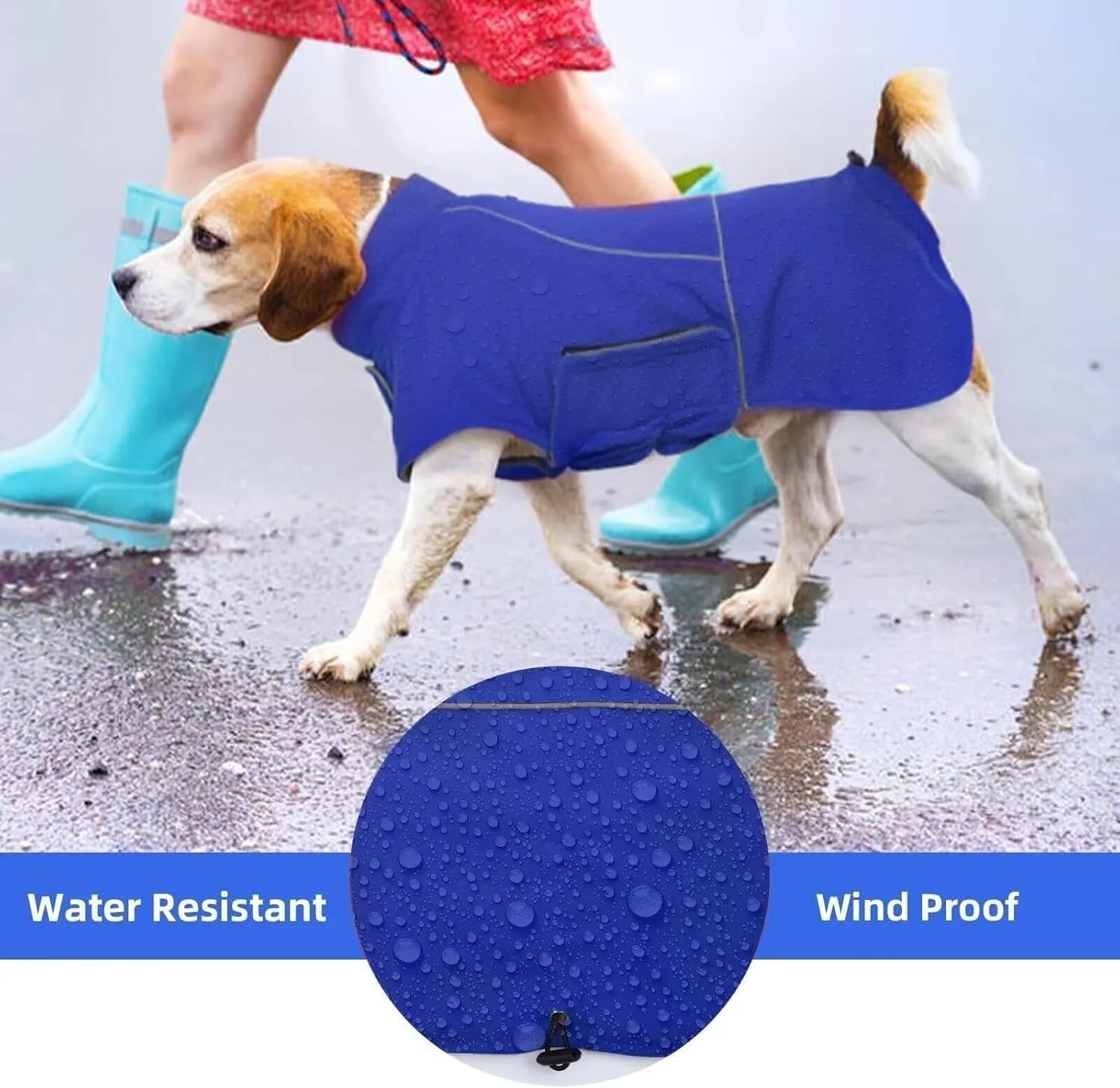 MIGOHI Waterproof XL Dog Jacket, Reflective Coat, Snowsuit for Large Dogs, Hiking Camping Snow Clothes for Boys Girls, Beagle, Bulldog, Blue