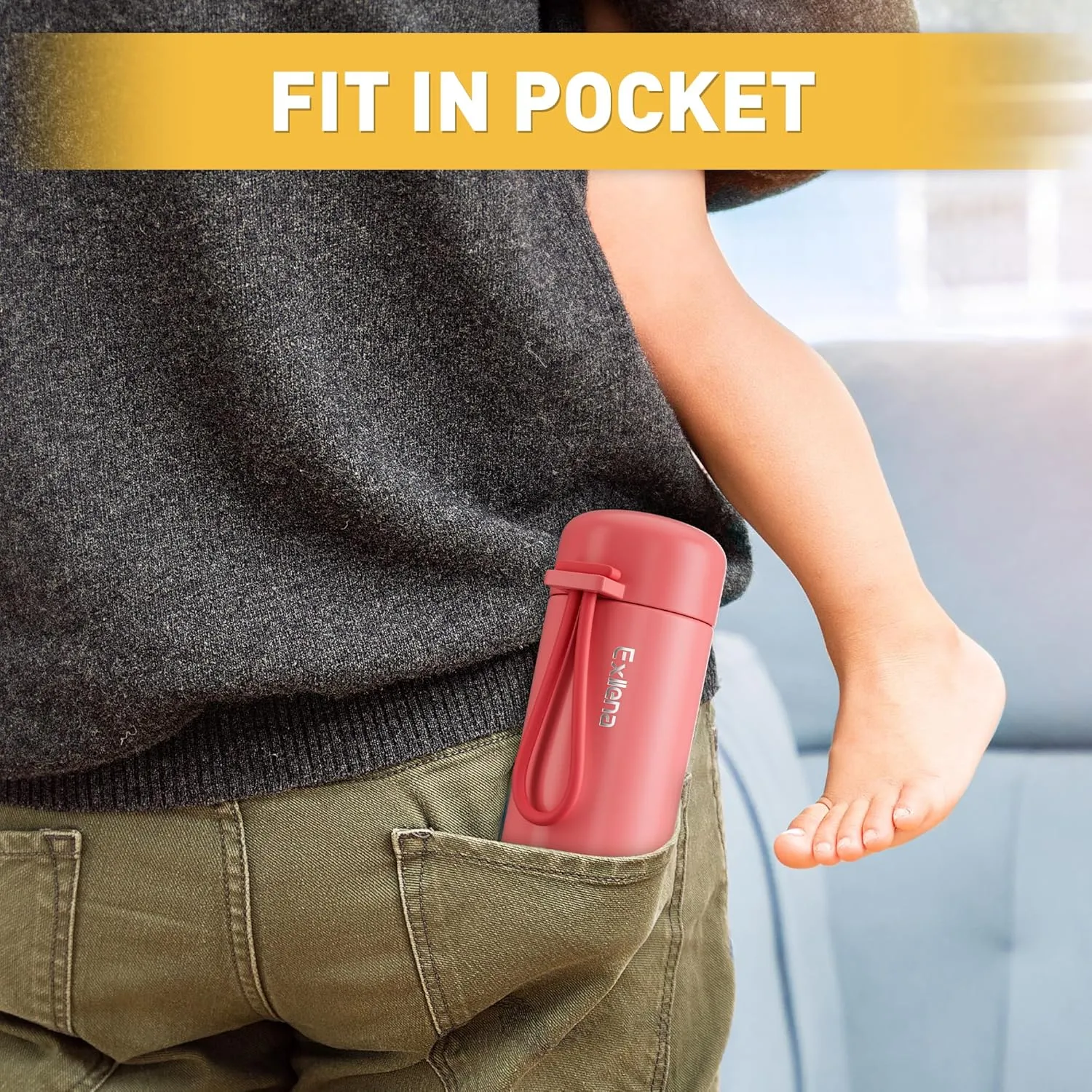 Mini Water Bottle 5oz, Small Insulated Water Bottle for Hot&Cold Drinks, Water Bottle Purse with Carry Handle - 100% Leakproof Perfect for School, Travel...(Coral Red)