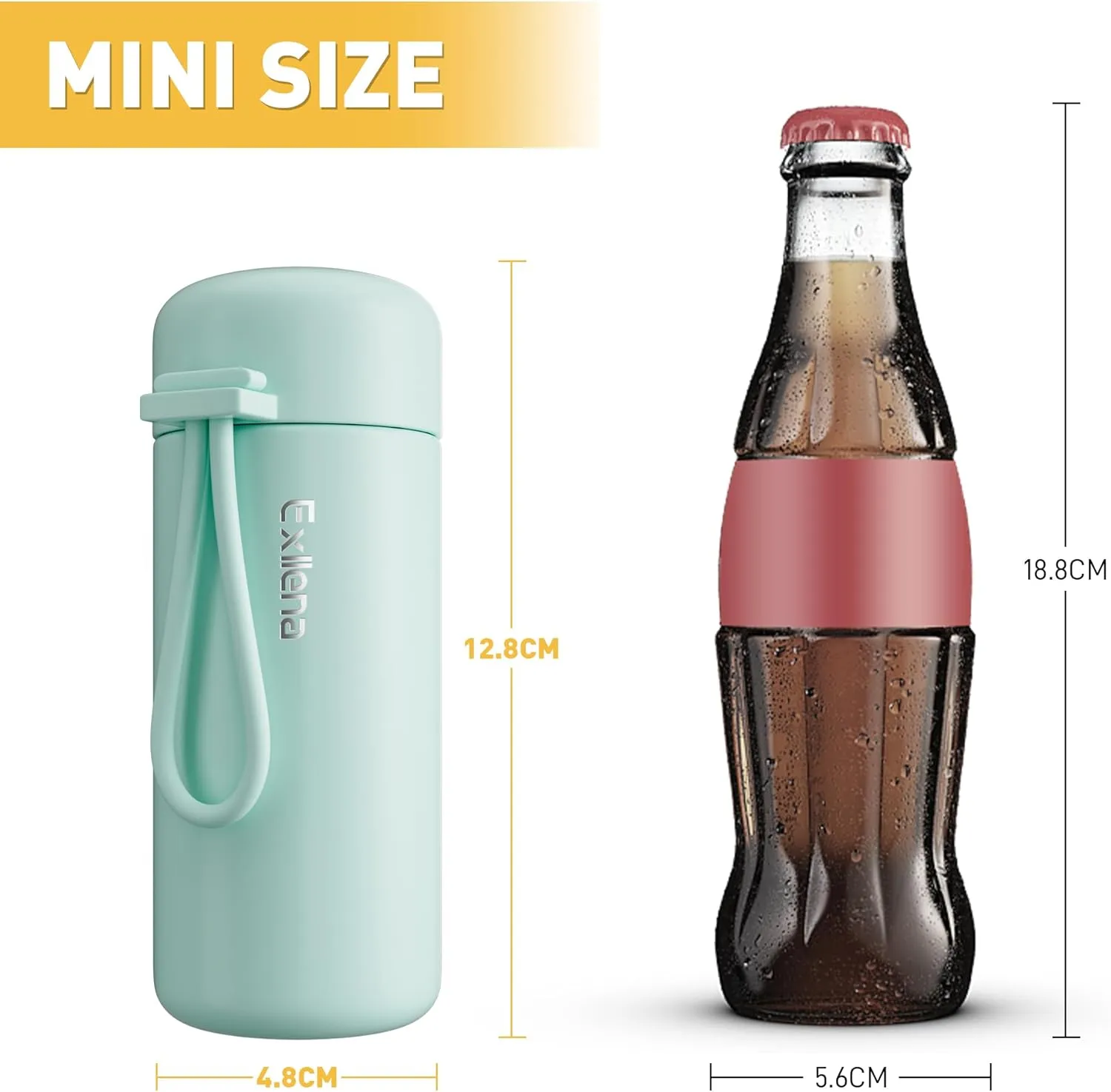 Mini Water Bottle 5oz, Small Insulated Water Bottle for Hot&Cold Drinks, Water Bottle Purse with Carry Handle - 100% Leakproof Perfect for School, Travel...(Mint)