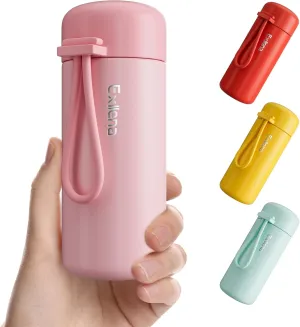 Mini Water Bottle 5oz, Small Insulated Water Bottle for Hot&Cold Drinks, Water Bottle Purse with Carry Handle - 100% Leakproof Perfect for School, Travel...(Pink)