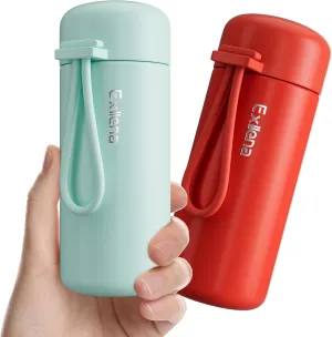 Mini Water Bottles 5oz Pack of 2, Small Insulated Water Bottles for Hot&Cold Drinks, Water Bottle Purse with Carry Handle - 100% Leakproof Perfect for School, Travel...(Mint Red)