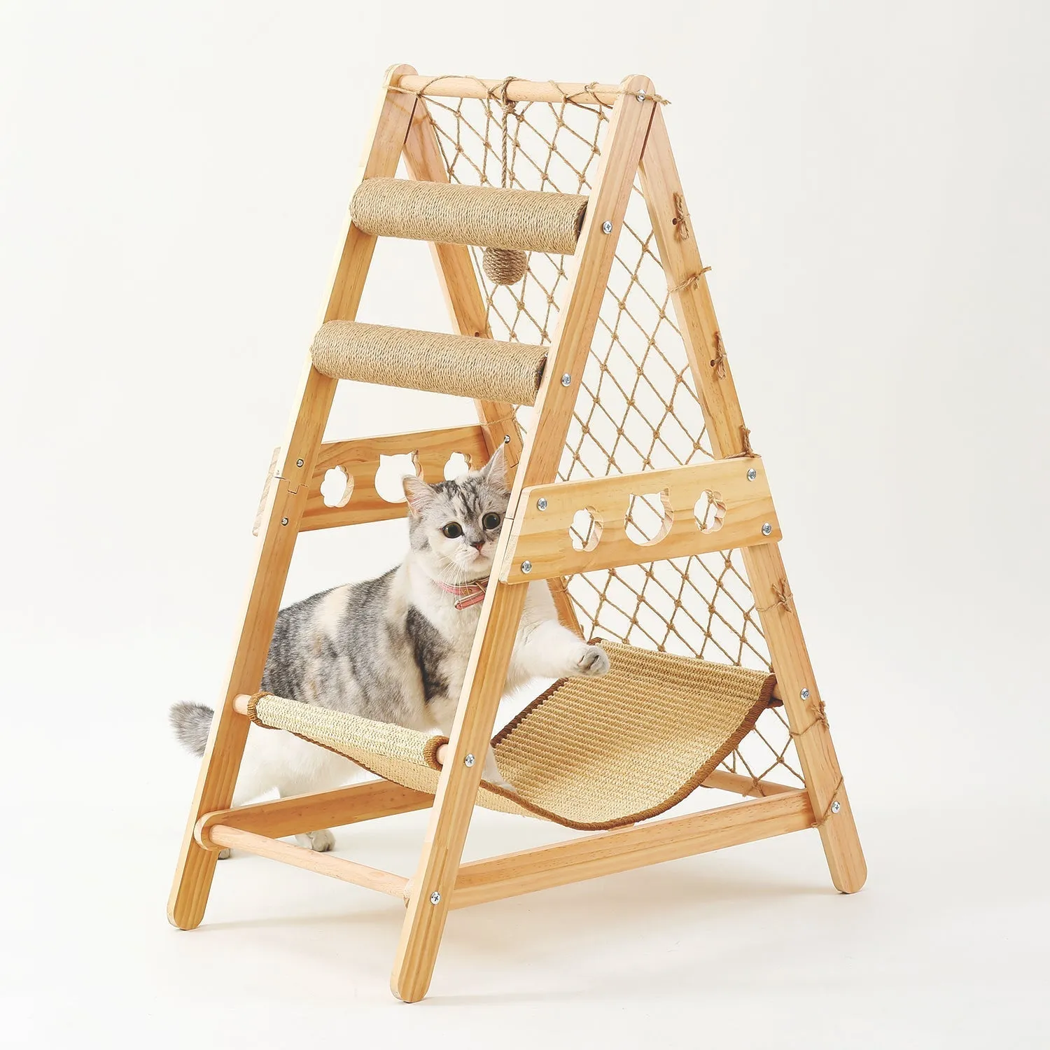 New Large Size Pet Climbing Net Cat Climbing Frame Wooden Cat Nest