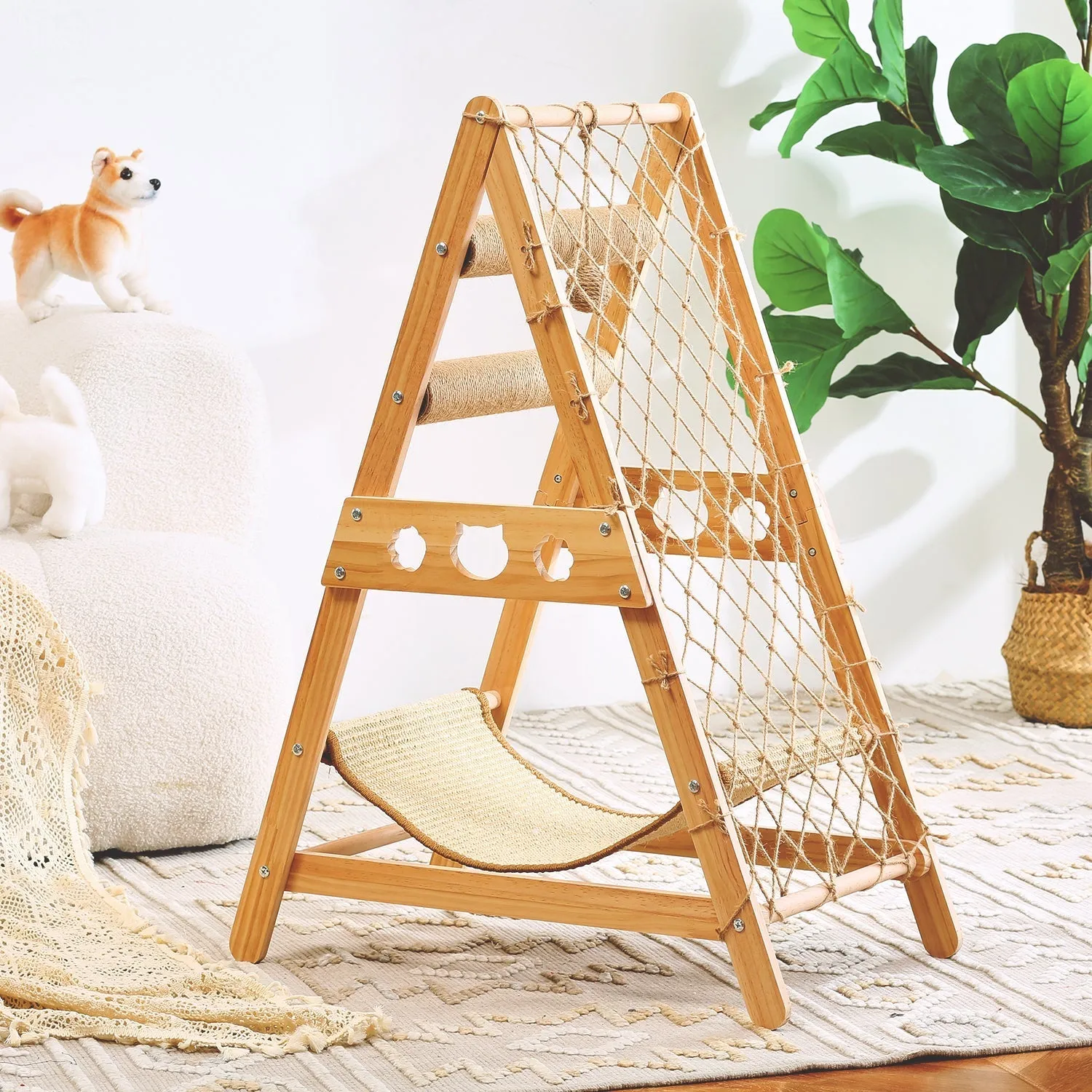 New Large Size Pet Climbing Net Cat Climbing Frame Wooden Cat Nest