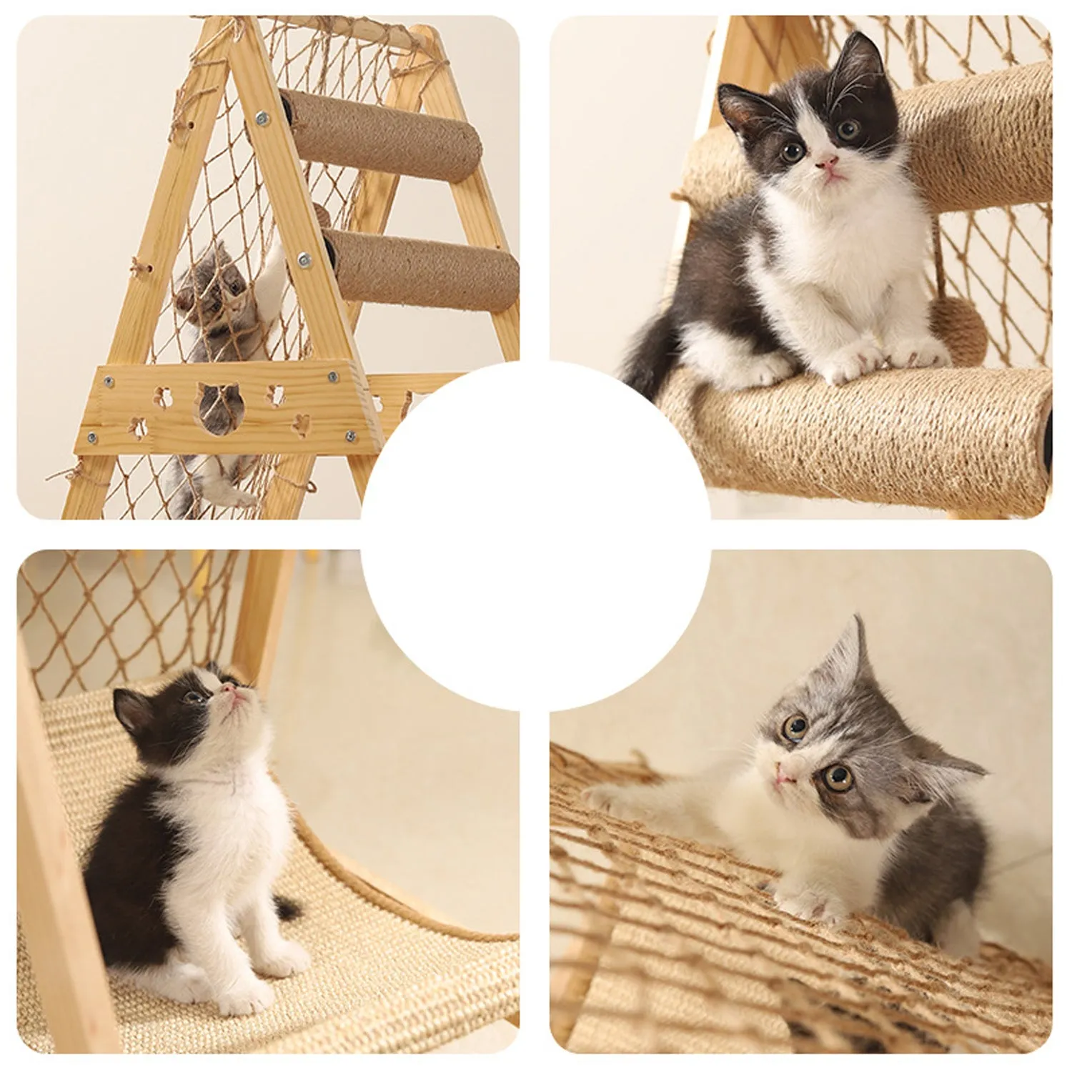 New Large Size Pet Climbing Net Cat Climbing Frame Wooden Cat Nest