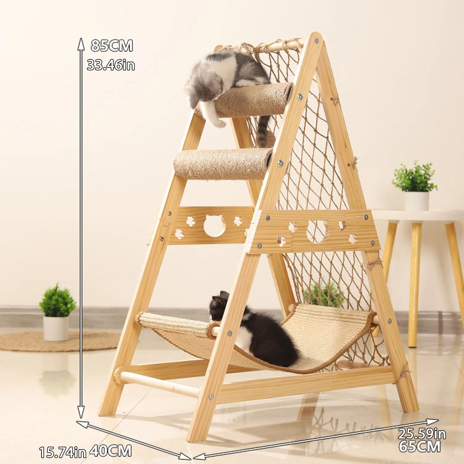 New Large Size Pet Climbing Net Cat Climbing Frame Wooden Cat Nest