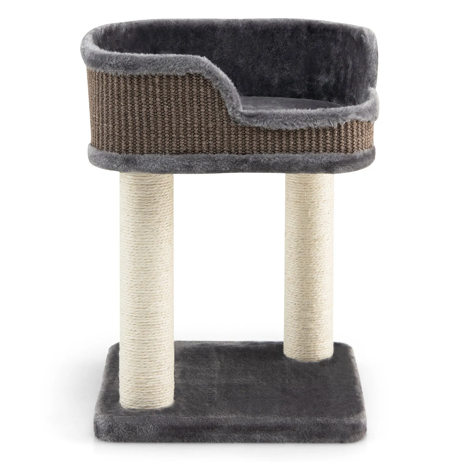 NNECW Compact Cat Tree Tower for Scratching Relaxing &amp Sleeping-Grey