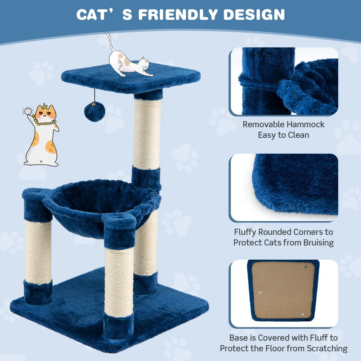 NNECW Multi-level Cat Tree with Cosy Hammock for Cats