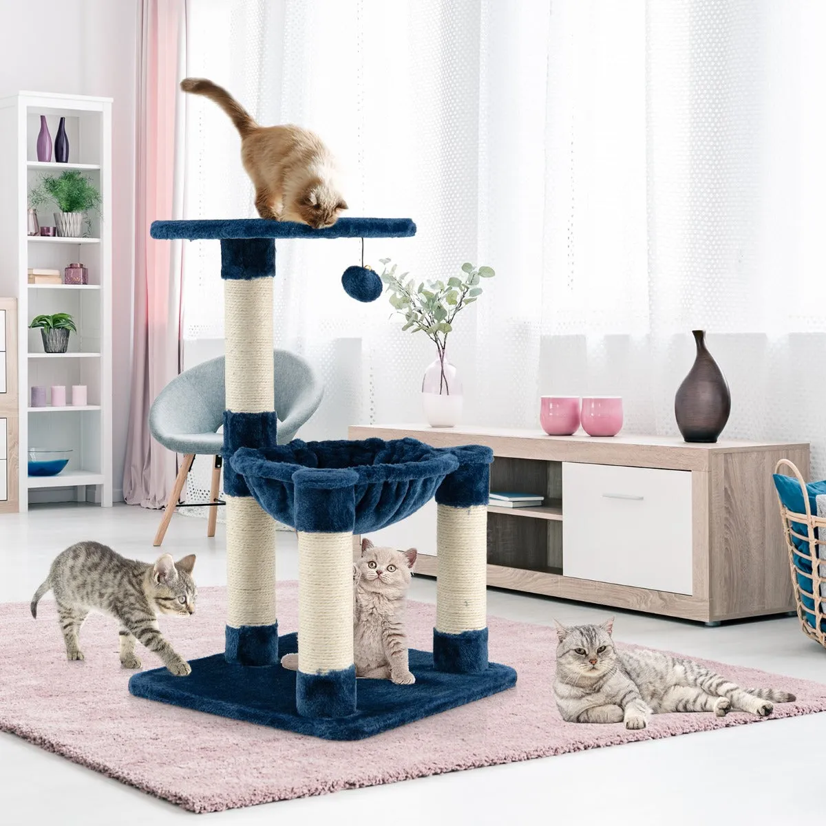 NNECW Multi-level Cat Tree with Cosy Hammock for Cats
