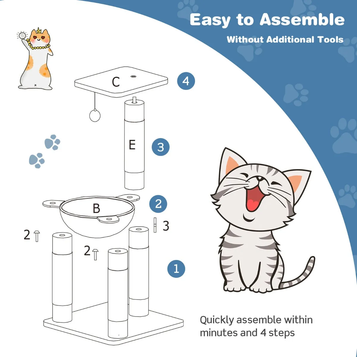 NNECW Multi-level Cat Tree with Cosy Hammock for Cats