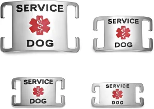 No Noise Stainless Steel K9 Service Dog Pet ID Jewelry Tags, Slide on Dog Collar or Harness Quickly and Securely  Stainless Steel/Medium