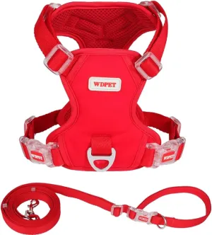 No Pull Dog Harness for Small Medium Dogs, Puppy Harness & Anti-Twist Leash Set, Adjustable & Padded, Puppy Harness with 2 Ultra-Light Aluminum Alloy Leash Clips (Red, Medium)