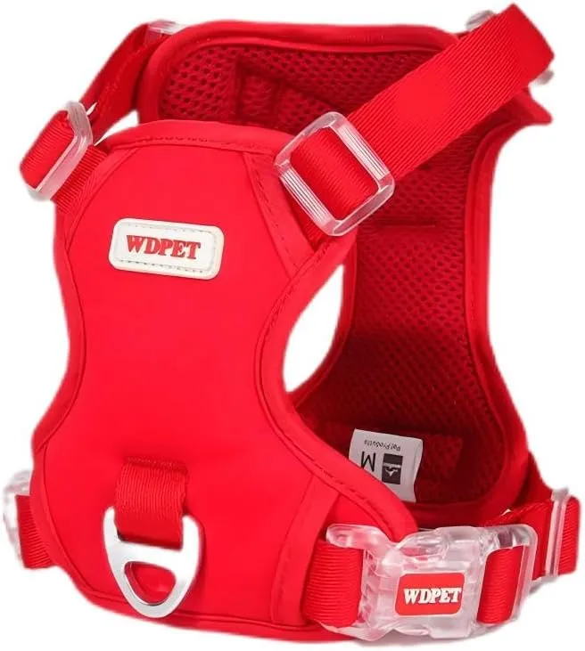 No Pull Dog Harness for Small Medium Dogs, Puppy Harness & Anti-Twist Leash Set, Adjustable & Padded, Puppy Harness with 2 Ultra-Light Aluminum Alloy Leash Clips (Red, Medium)