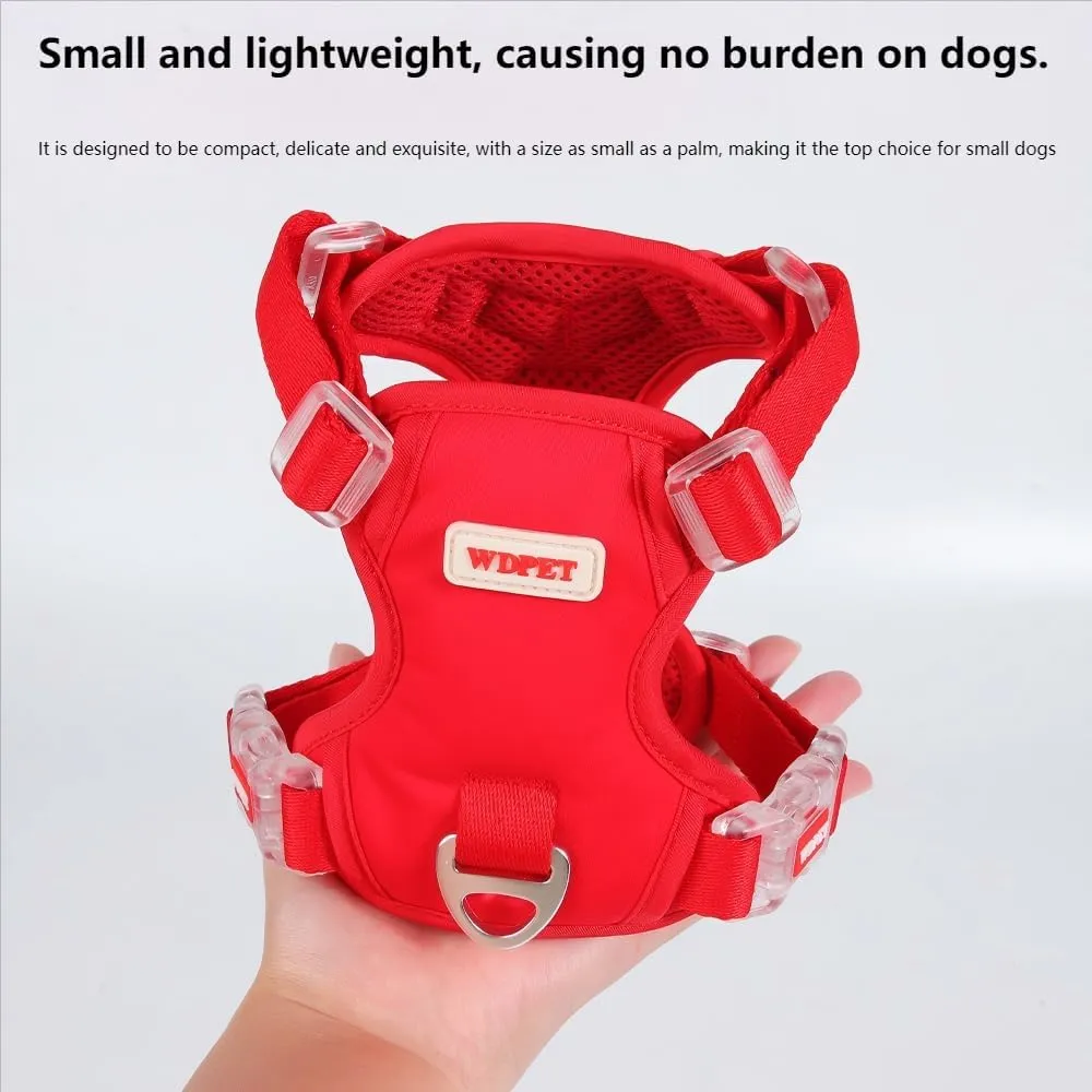 No Pull Dog Harness for Small Medium Dogs, Puppy Harness & Anti-Twist Leash Set, Adjustable & Padded, Puppy Harness with 2 Ultra-Light Aluminum Alloy Leash Clips (Red, Medium)