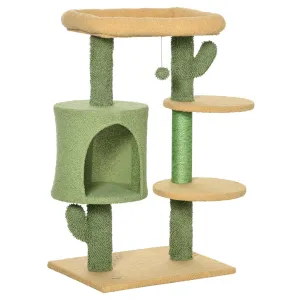 PawHut Multi Level Cat Tree w/ Scratching Post, Cat House and Bed - Green