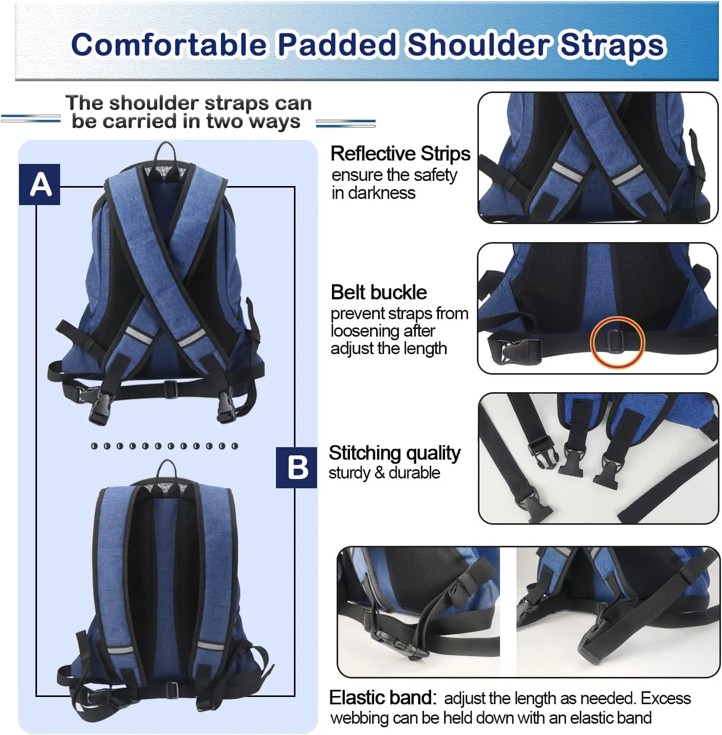 Pet Dog Carrier Backpack Adjustable Breathable Front Pack Head Out Removable Design Puppy Cat Dog Backpack for Small Dogs Cats Padded Shoulder Bag for Travelling Hiking Camping Outdoor Trip