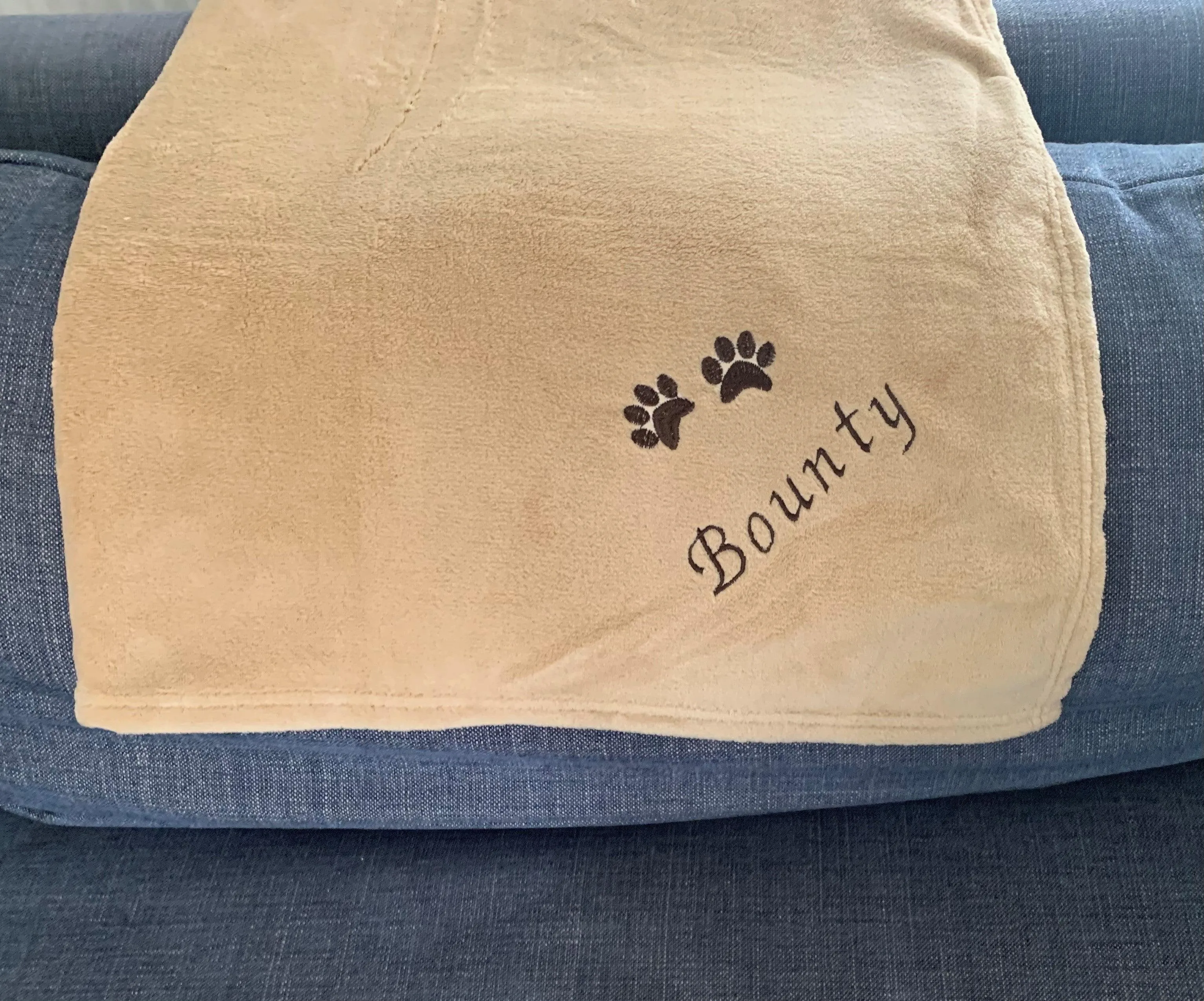 Pet Fleece Blanket - 2 Paw Prints - Personalised in Corner