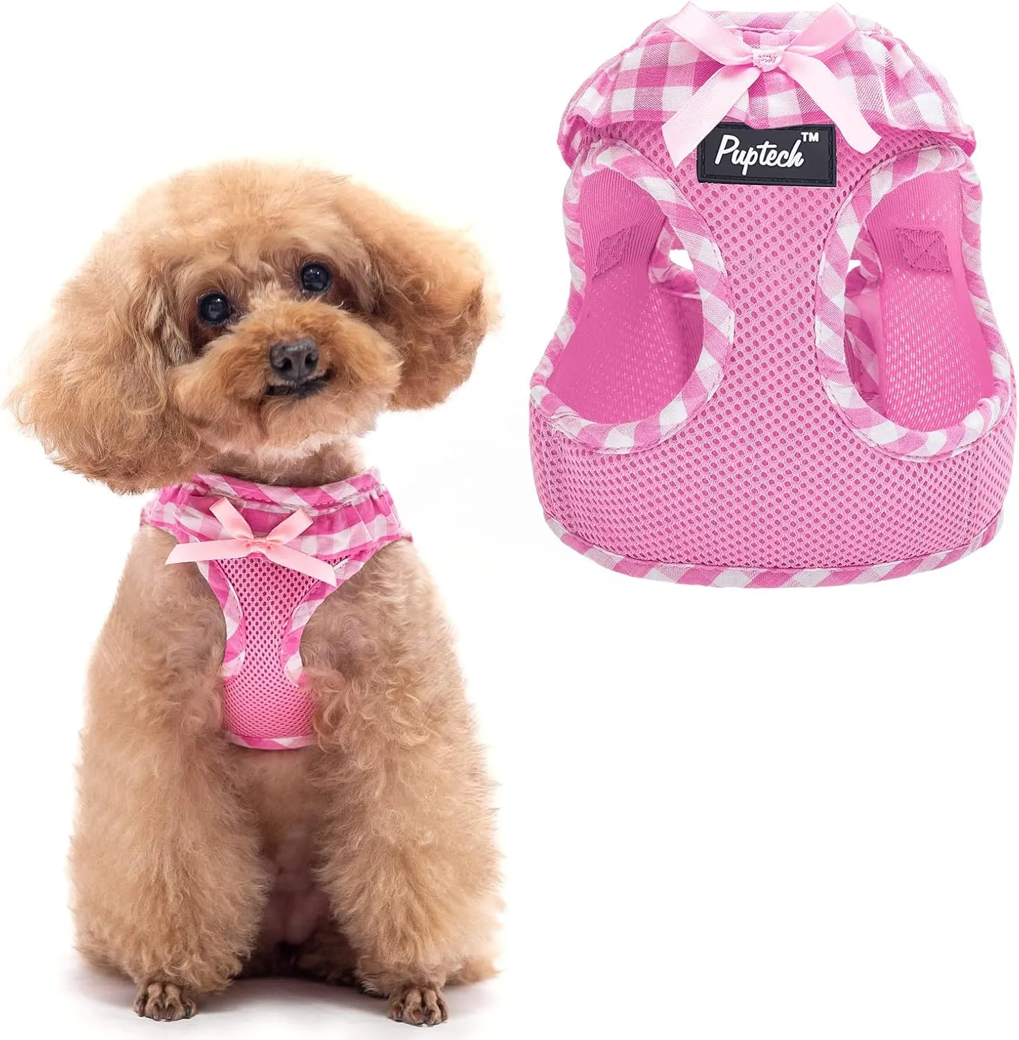 PUPTECK Dog Harness for Puppy and Small Sized Dogs, Step-in No Pull Soft Mesh Vest Harness for Cats Small Pets Walking, Pink, New S