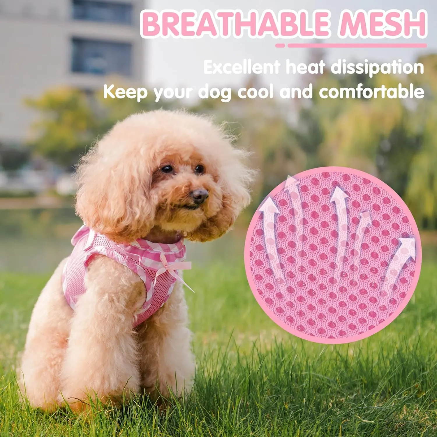 PUPTECK Dog Harness for Puppy and Small Sized Dogs, Step-in No Pull Soft Mesh Vest Harness for Cats Small Pets Walking, Pink, New S