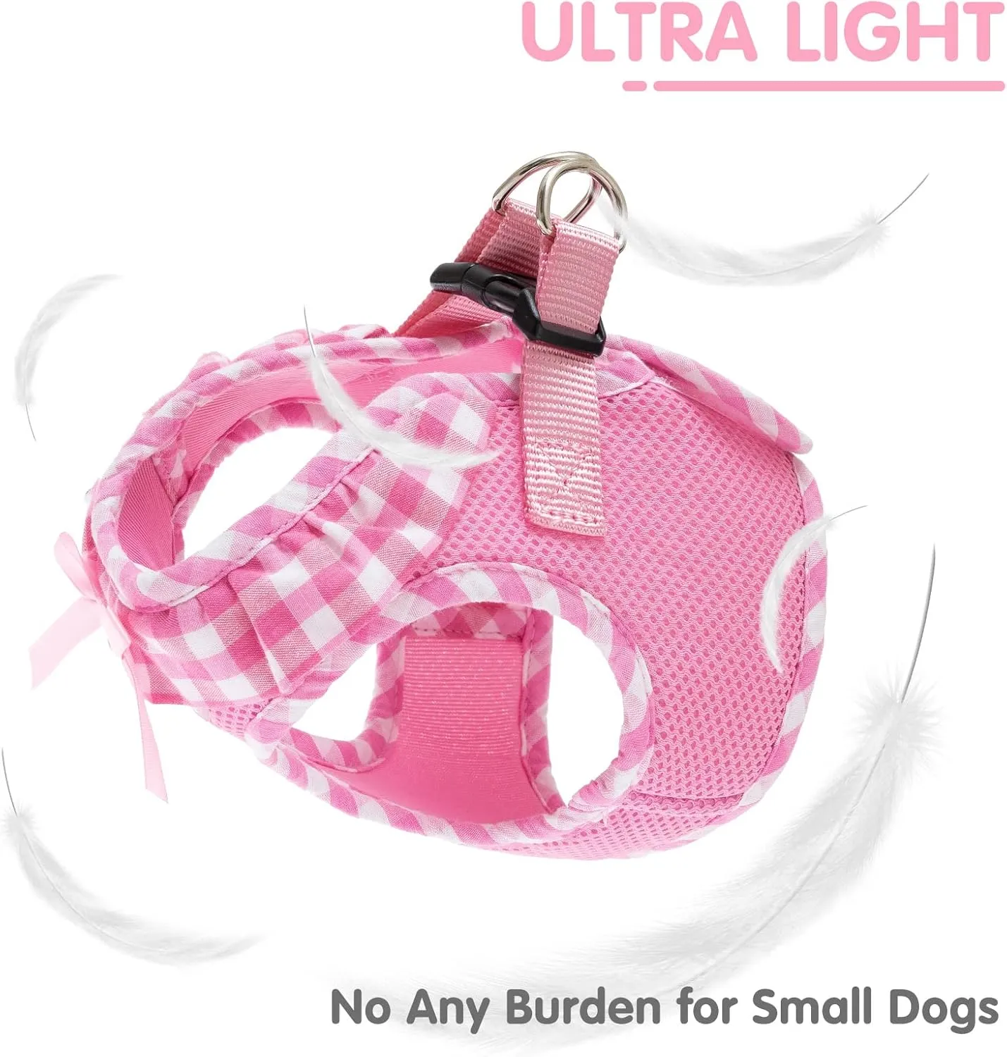 PUPTECK Dog Harness for Puppy and Small Sized Dogs, Step-in No Pull Soft Mesh Vest Harness for Cats Small Pets Walking, Pink, New S