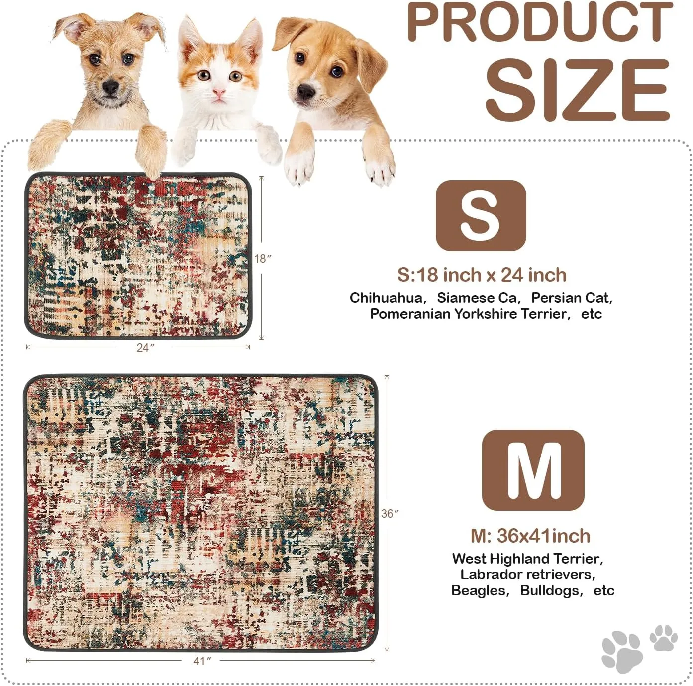 Qeils Washable Pee Pads for Dogs, 2 Pack Reusable 18"x24" Super Absorbent Leakproof Training Pads, Non-Slip Potty for Floor, Crate, Couch, Whelping Litter Mat Puppy Supplies