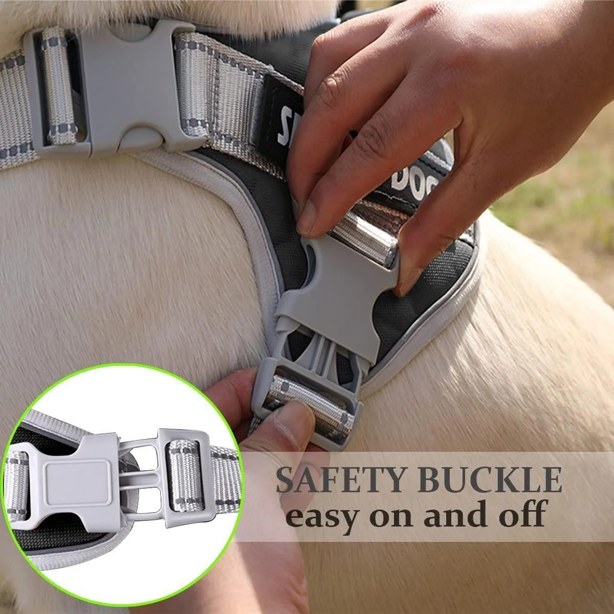 Reflective Nylon Adjustable Dog Harness Vest NO PULL