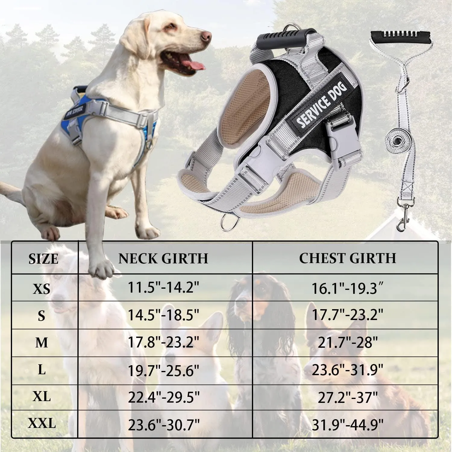 Reflective Nylon Adjustable Dog Harness Vest NO PULL