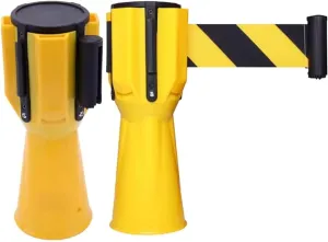 Retractable Barrier Tape Traffic Crowd Control Tape Parking Safety Traffic Cone Topper Yellow Retractable Barrier Belt(3m/9.8ft,B)