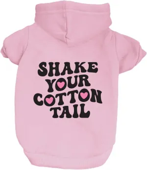 Shake Your Cotton Tail Easter Dog Hoodie Fleece Lined Pullover Sweatshirt with Leash Hole (Baby Pink, 4X-Large 1211)