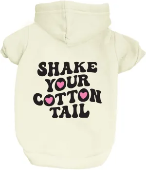 Shake Your Cotton Tail Easter Dog Hoodie Fleece Lined Pullover Sweatshirt with Leash Hole (Cream, 4X-Large 1211)
