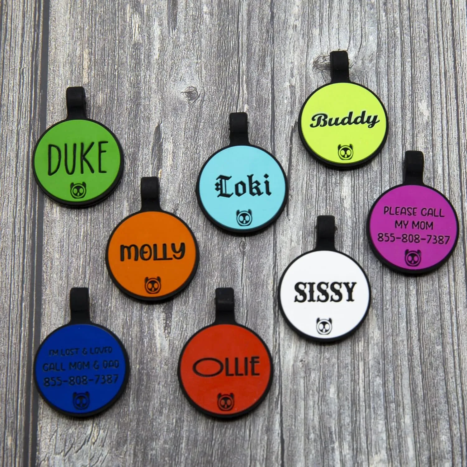 Silicone Silent Cat Tag Personalized with 5 Lines of Custom Deep Engraved Durable Soundless Pet ID Name Tag Round Small Orange