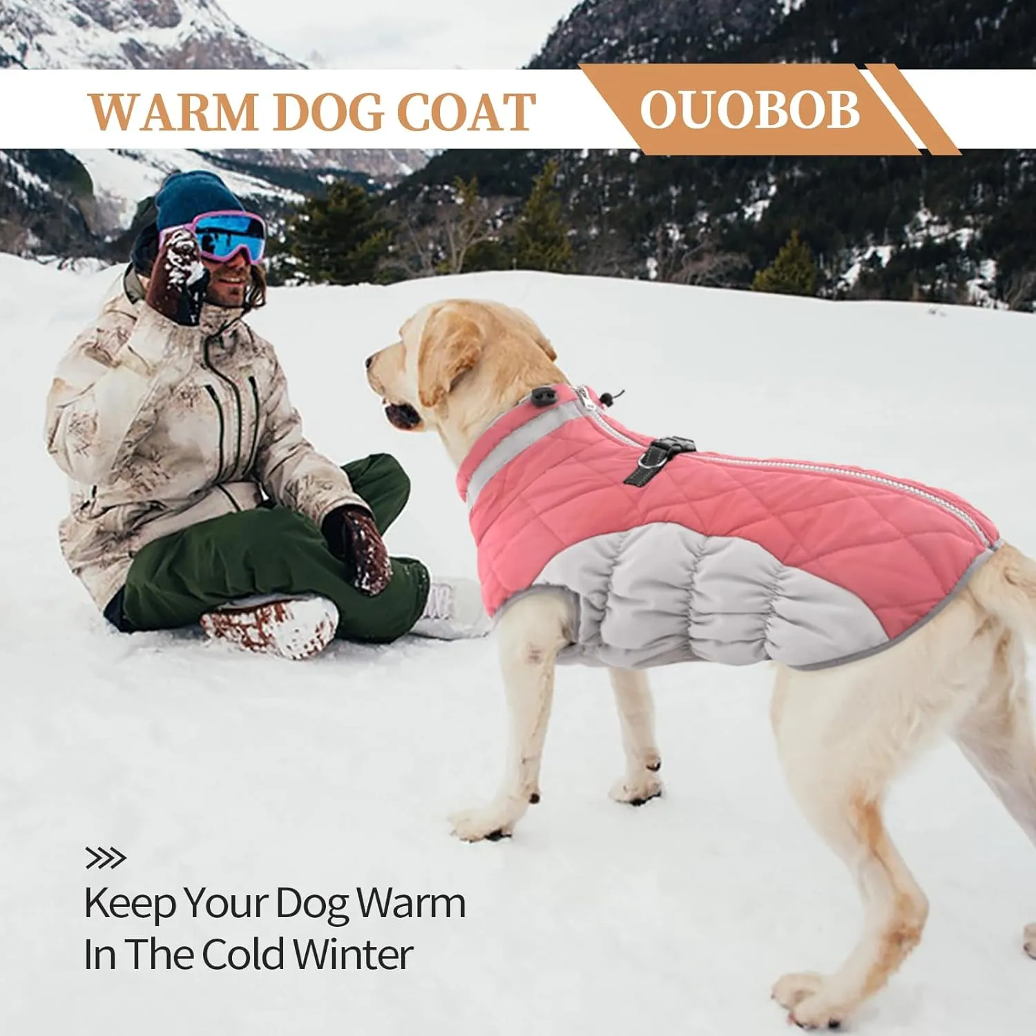 Small Dog Coat,Dog Jackets for Small Dogs,Warm Winter Jacket, Puppy Coat with Harness Built in,Waterproof Dogs Jacket,Puppy Cold Weather Coats,Winter Clothes Snowsuit Shih Tzu Bichon,Pink,S