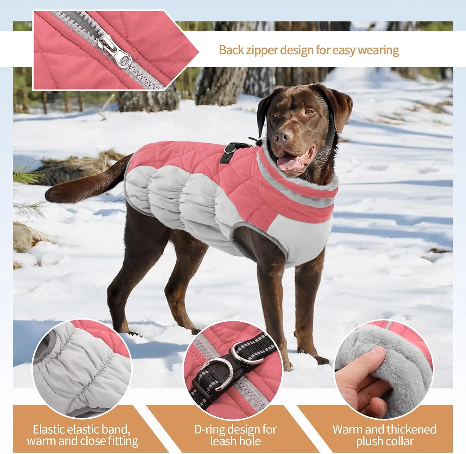 Small Dog Coat,Dog Jackets for Small Dogs,Warm Winter Jacket, Puppy Coat with Harness Built in,Waterproof Dogs Jacket,Puppy Cold Weather Coats,Winter Clothes Snowsuit Shih Tzu Bichon,Pink,S