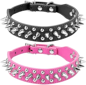 Spiked Leather Dog Collar