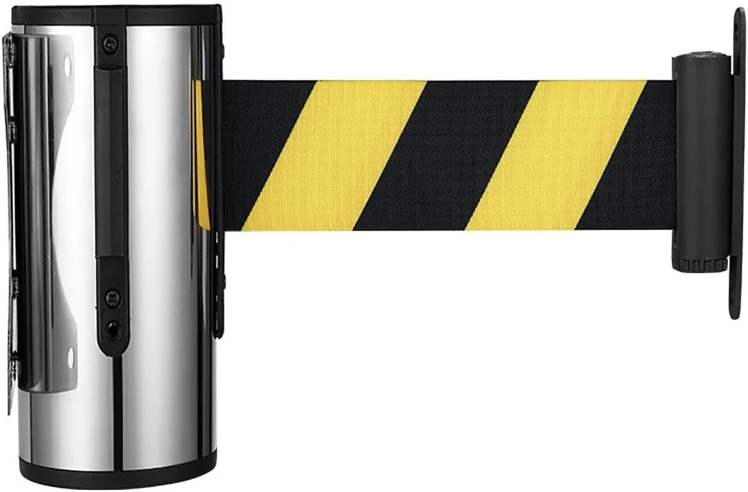 Stainless Steel Crowd Control Rope, Evacuation Diversion Belt, Queuing Cordon, Painted Traffic Safety Guardrail, Used for Queuing Safety Belt Cordon in Public Places, Airports(B,10m/32ft)
