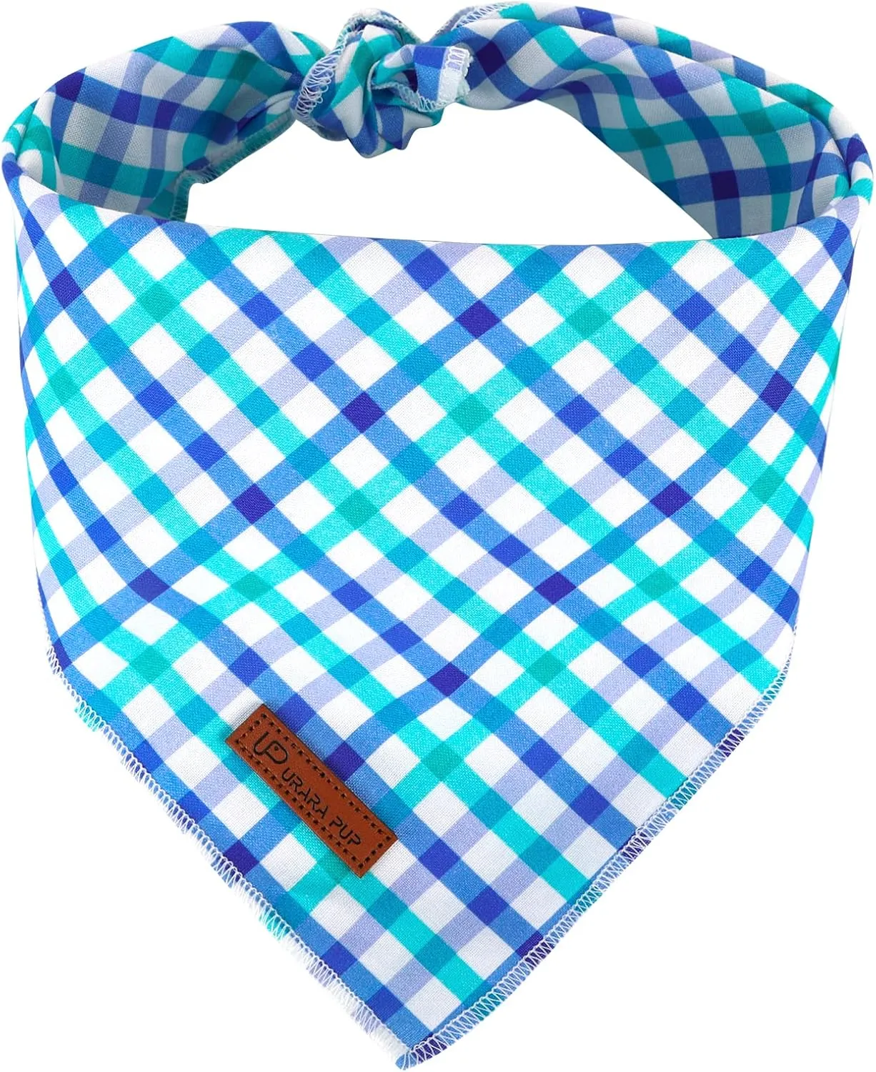 Summer Bandana - Comfortable Cotton Grid Triangle Bid Scarf for Puppy, Washable Pet Kerchief for Boy or Girl Dogs or Cats, Blue and White Cute Bandana, Classic Dog Bid Scarf
