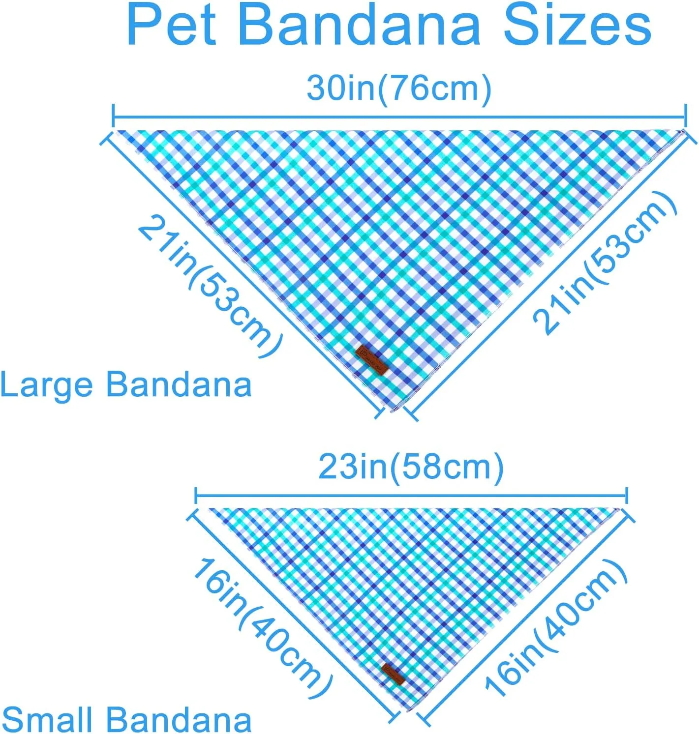 Summer Bandana - Comfortable Cotton Grid Triangle Bid Scarf for Puppy, Washable Pet Kerchief for Boy or Girl Dogs or Cats, Blue and White Cute Bandana, Classic Dog Bid Scarf