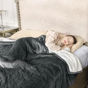 Sunvivi Heated Blanket King Size, Electric Throw Dual Control, 5 Years Warranty, 10 Heat Settings, 12 Hours Auto Off, Soft Flannel and Sherpa, Machine Washable, ETL Certified, Grey