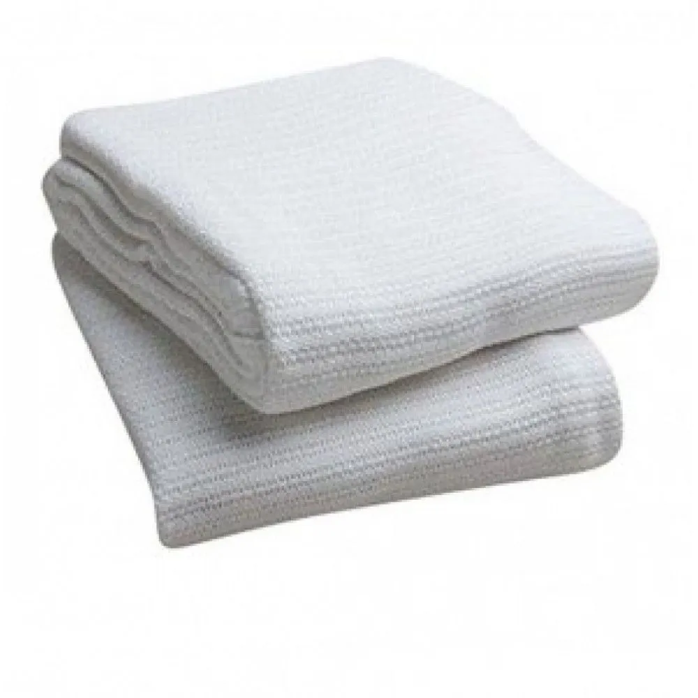 TWIN size 66"x90" Thermal String Blankets 100% Cotton Crochet color WHITE 4/Pack