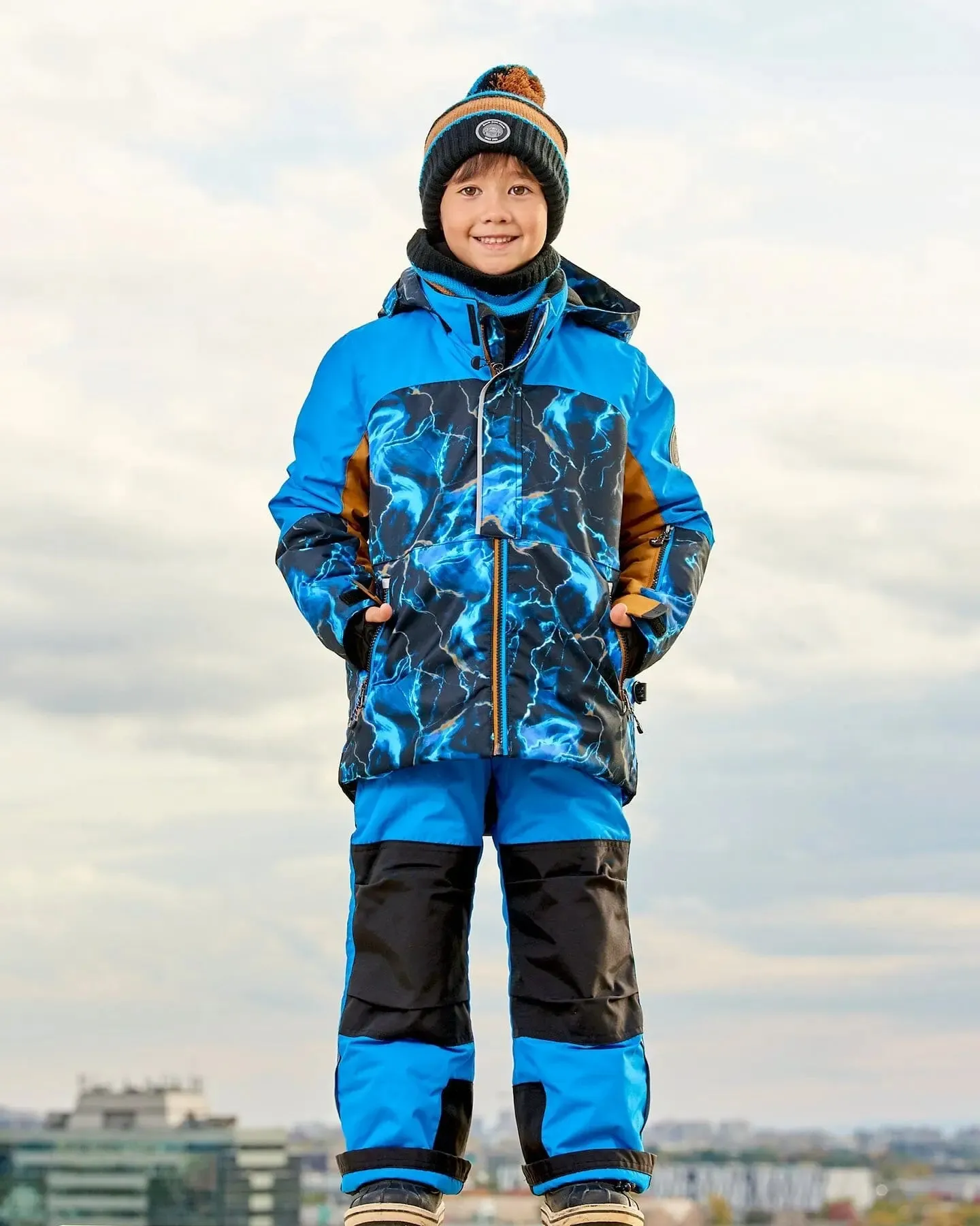 Two Piece Snowsuit Royal Blue Printed Storm